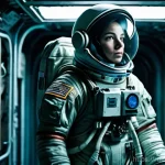 리들리 스콧 대표작 - **Isolated Astronaut in Derelict Spaceship:** A solitary female astronaut, wearing a fully sealed, s...