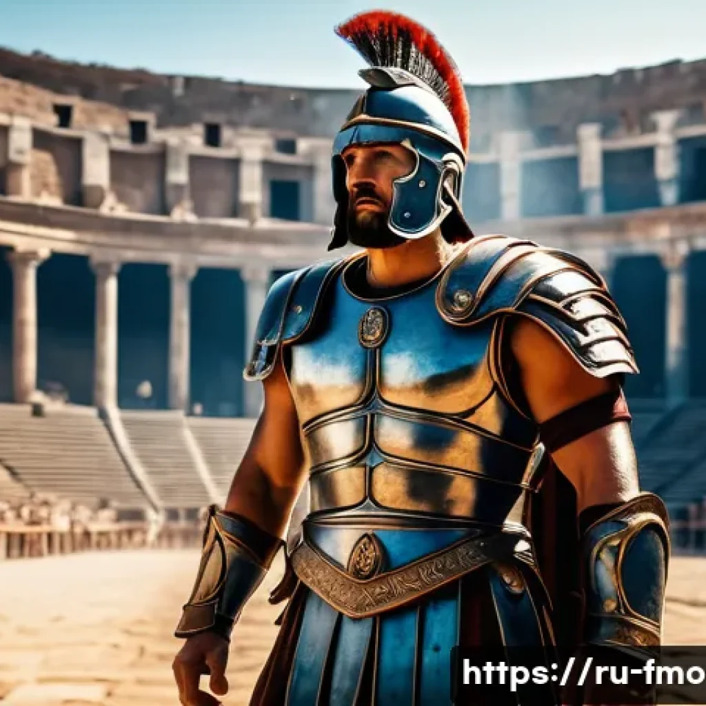 글래디에이터 제작 비화 - A grand ancient Roman gladiatorial arena scene during a fierce battle, filmed with natural sunlight ...
