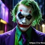 다크 나이트 영화 소개 - A highly detailed portrait of a chaotic and enigmatic villain inspired by the Joker from "The Dark K...