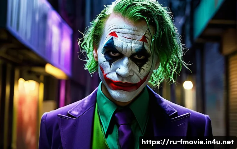 다크 나이트 영화 소개 - A highly detailed portrait of a chaotic and enigmatic villain inspired by the Joker from "The Dark K...